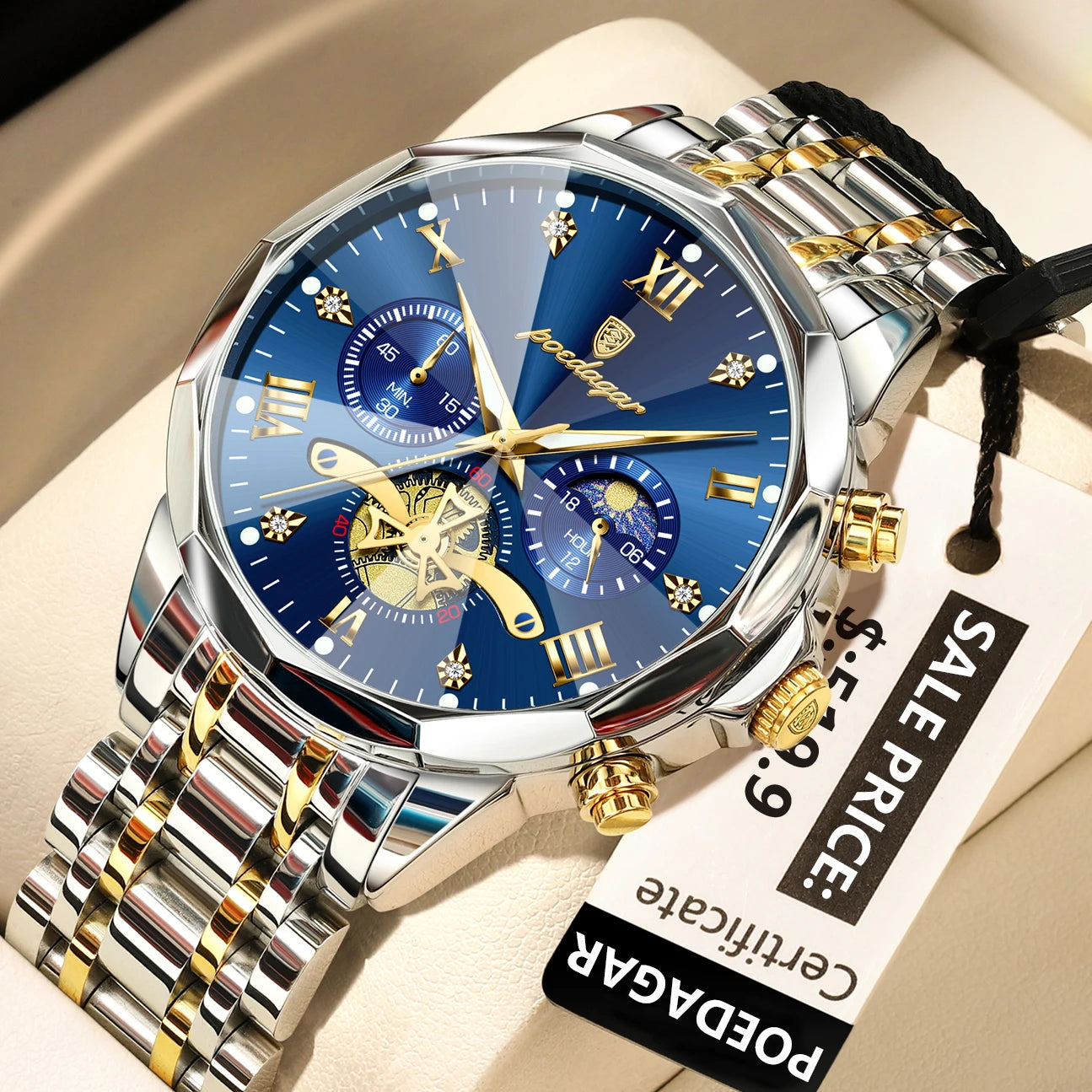 Montre de luxe pour homme Top Original Étanche Lumineux Chronographe…