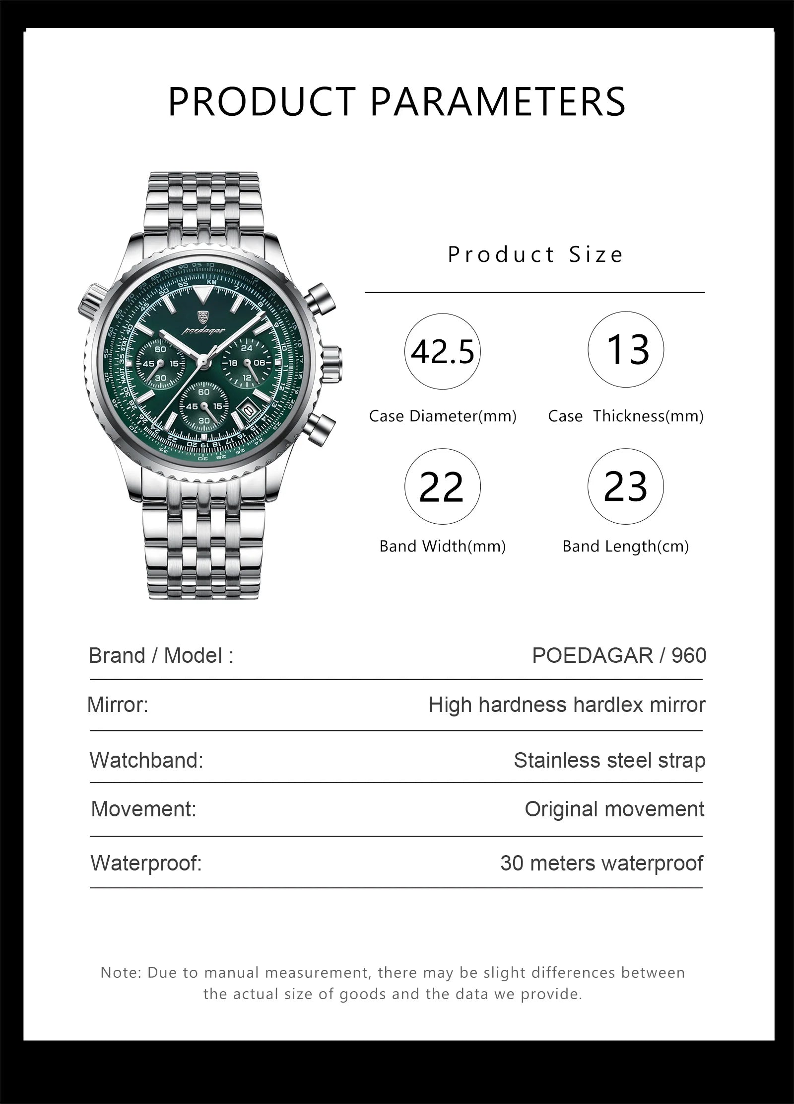 Montre de luxe pour hommes, chronographe étanche, date lumineuse