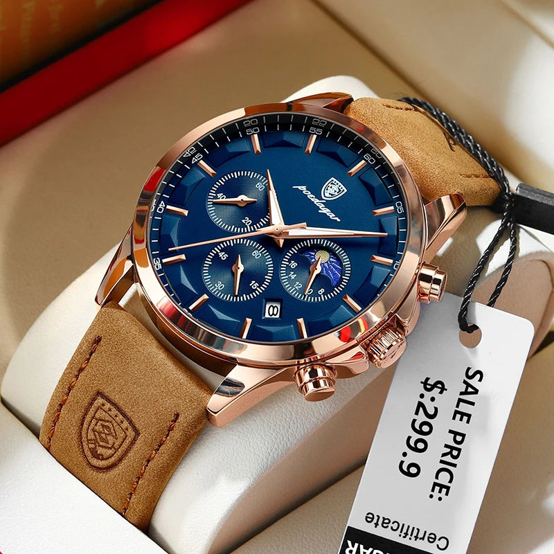 Montre Homme Cuir Véritable Mode Calendrier Lumineux Chronomètre…