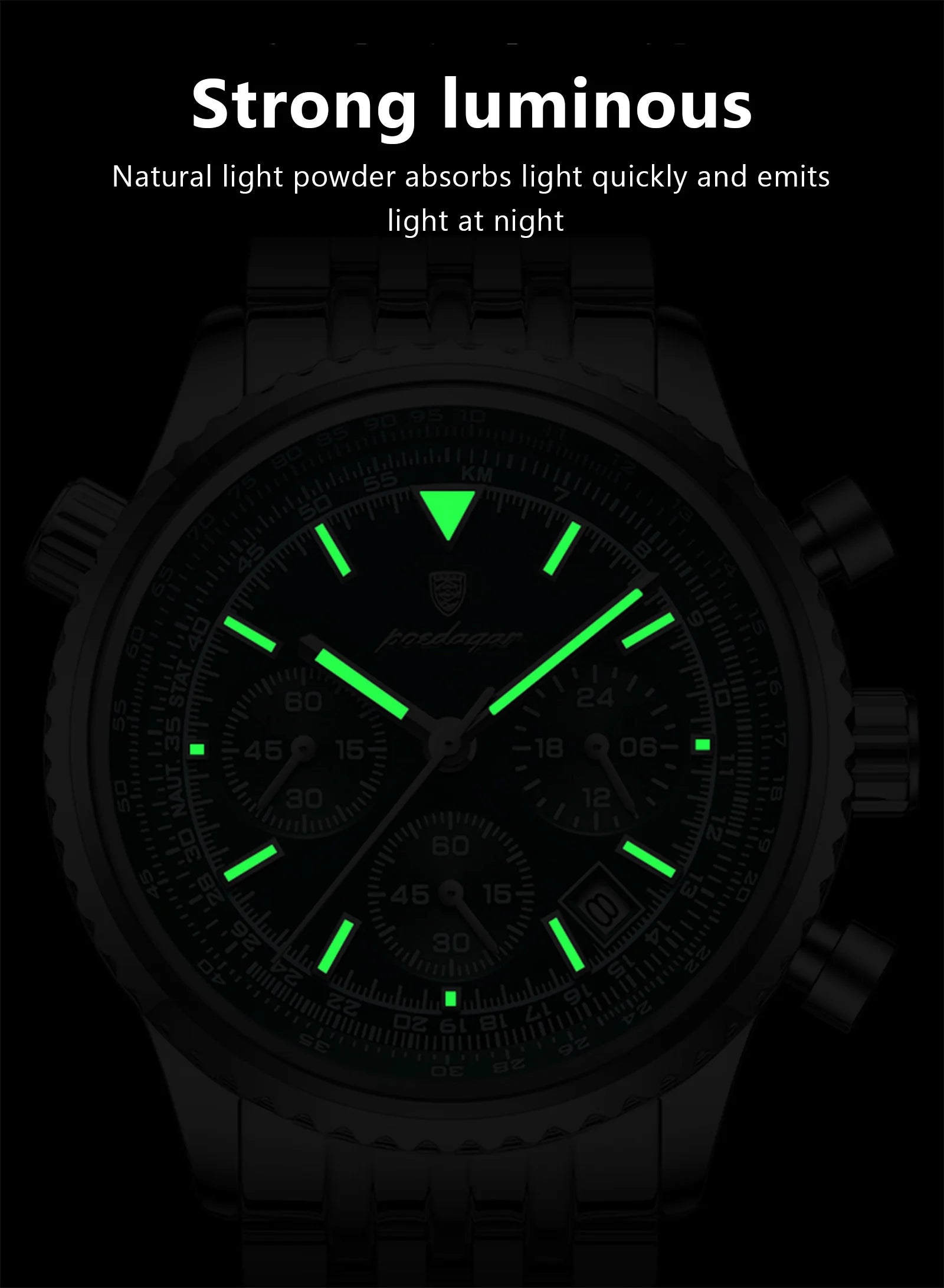 Montre de luxe pour hommes, chronographe étanche, date lumineuse