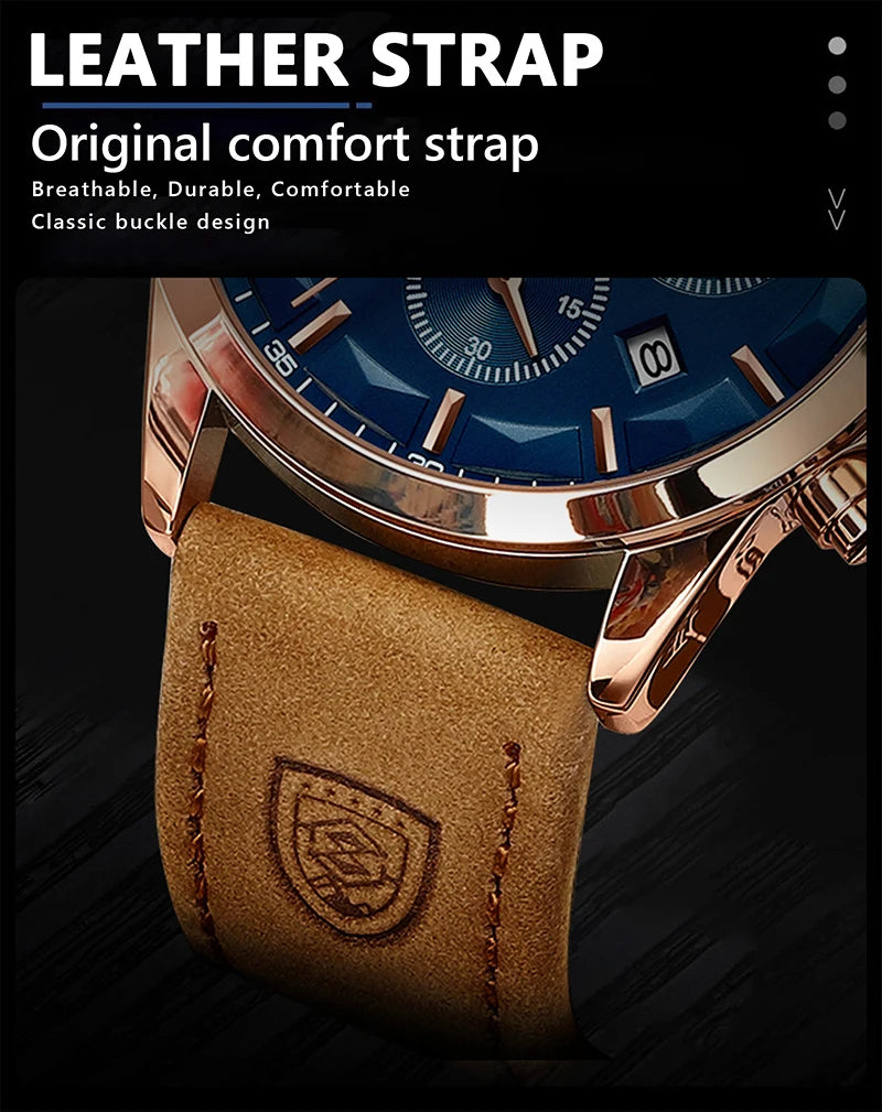 Montre Homme Cuir Véritable Mode Calendrier Lumineux Chronomètre…
