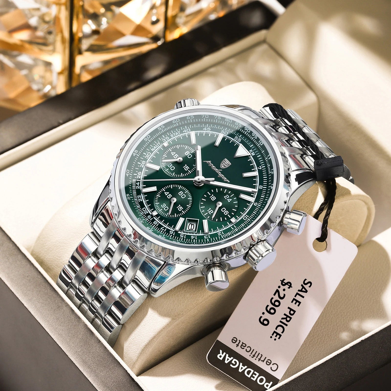 Montre de luxe pour hommes, chronographe étanche, date lumineuse