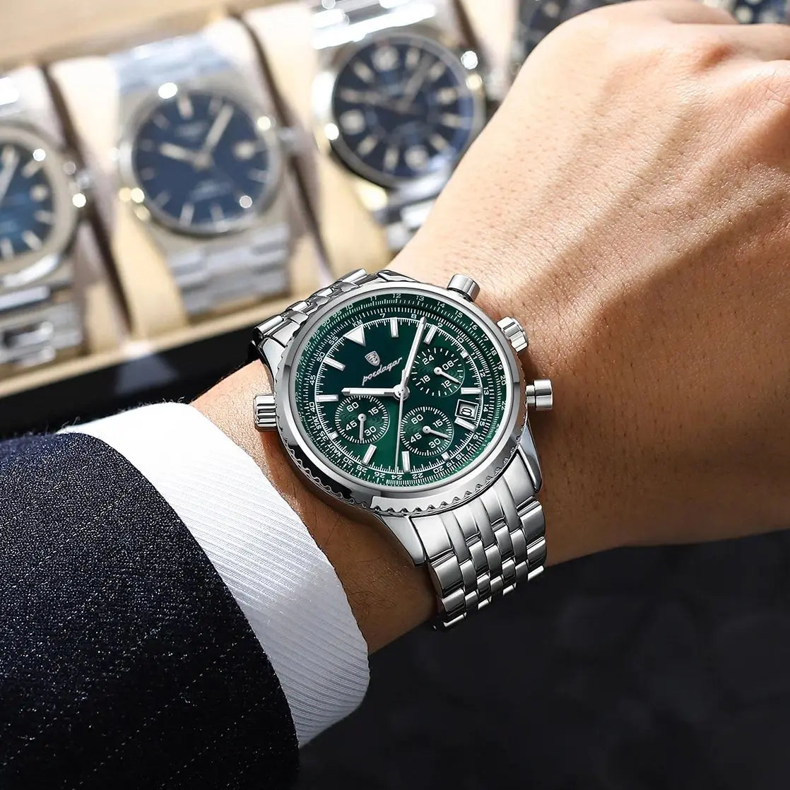 Montre de luxe pour hommes, chronographe étanche, date lumineuse