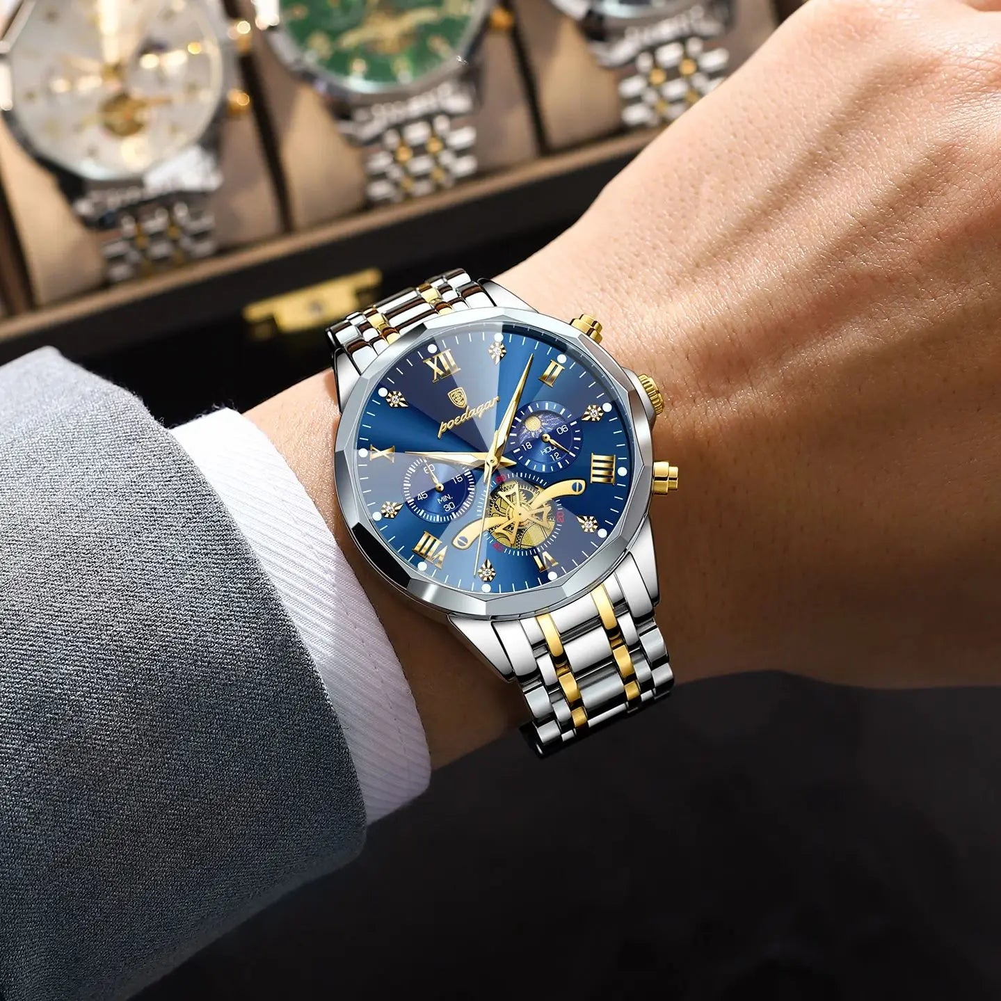 Montre de luxe pour homme Top Original Étanche Lumineux Chronographe…