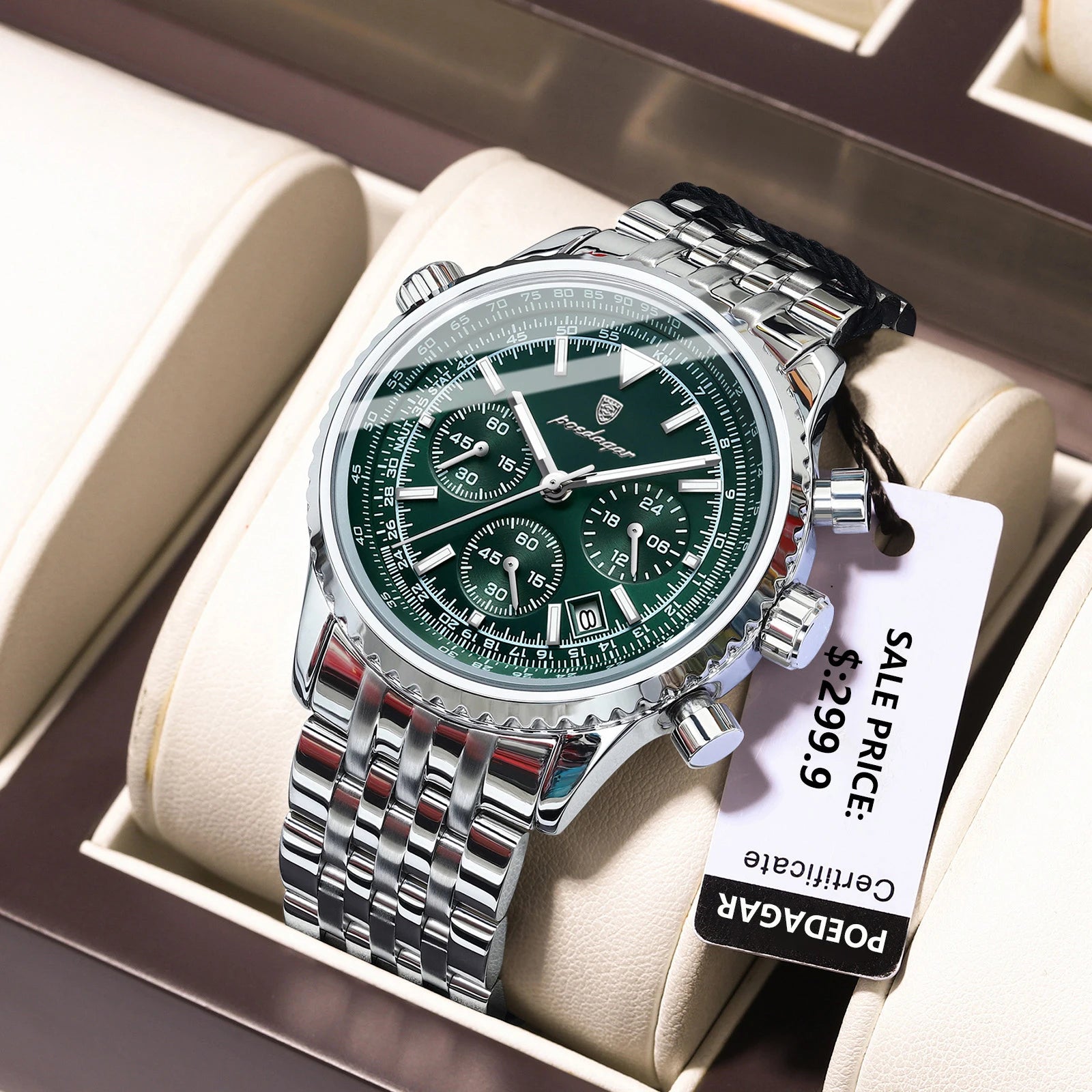 Montre de luxe pour hommes, chronographe étanche, date lumineuse