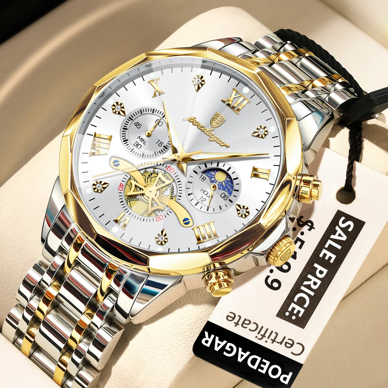 Montre de luxe pour homme Top Original Étanche Lumineux Chronographe…