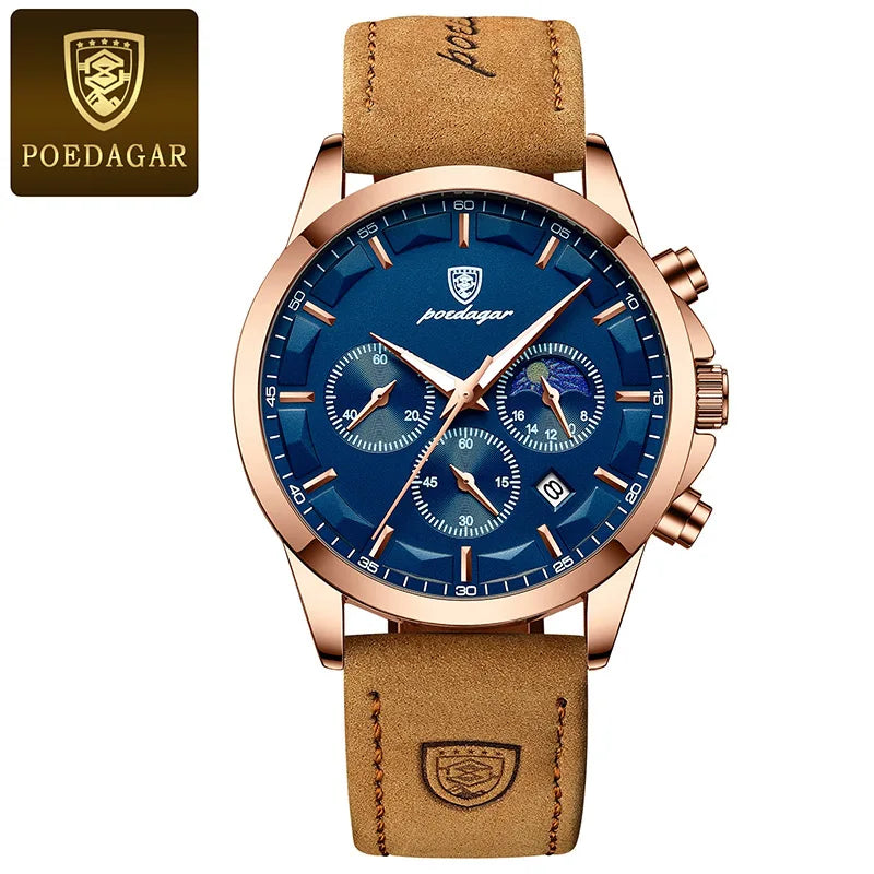 Montre Homme Cuir Véritable Mode Calendrier Lumineux Chronomètre…