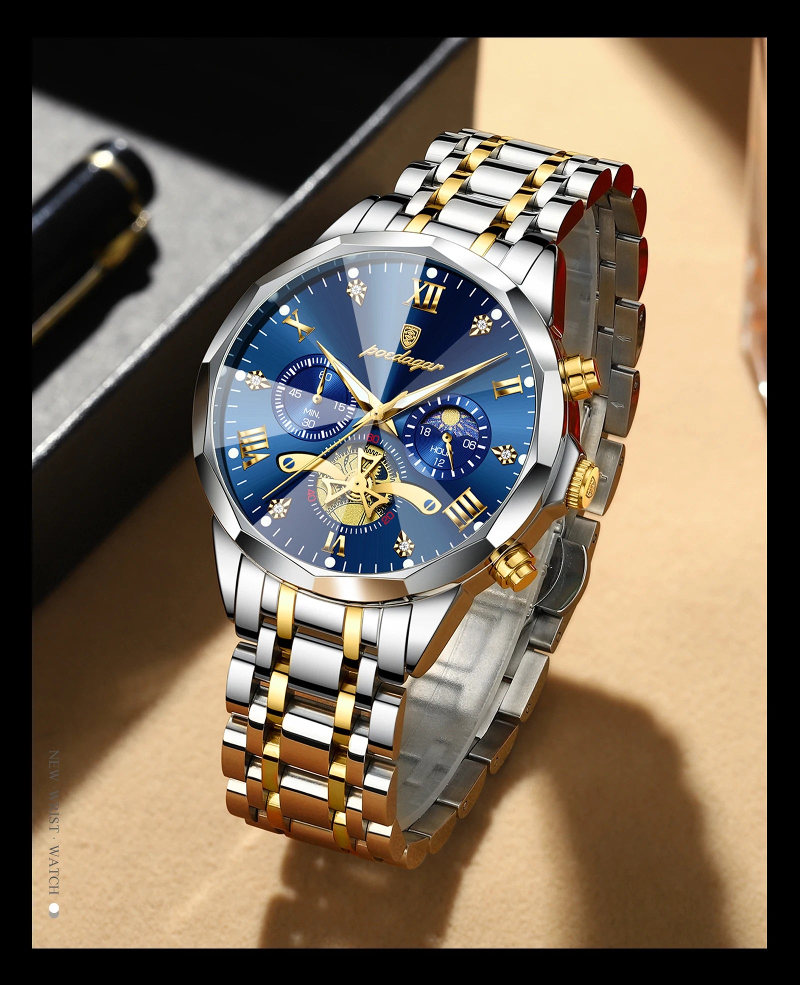 Montre de luxe pour homme Top Original Étanche Lumineux Chronographe…