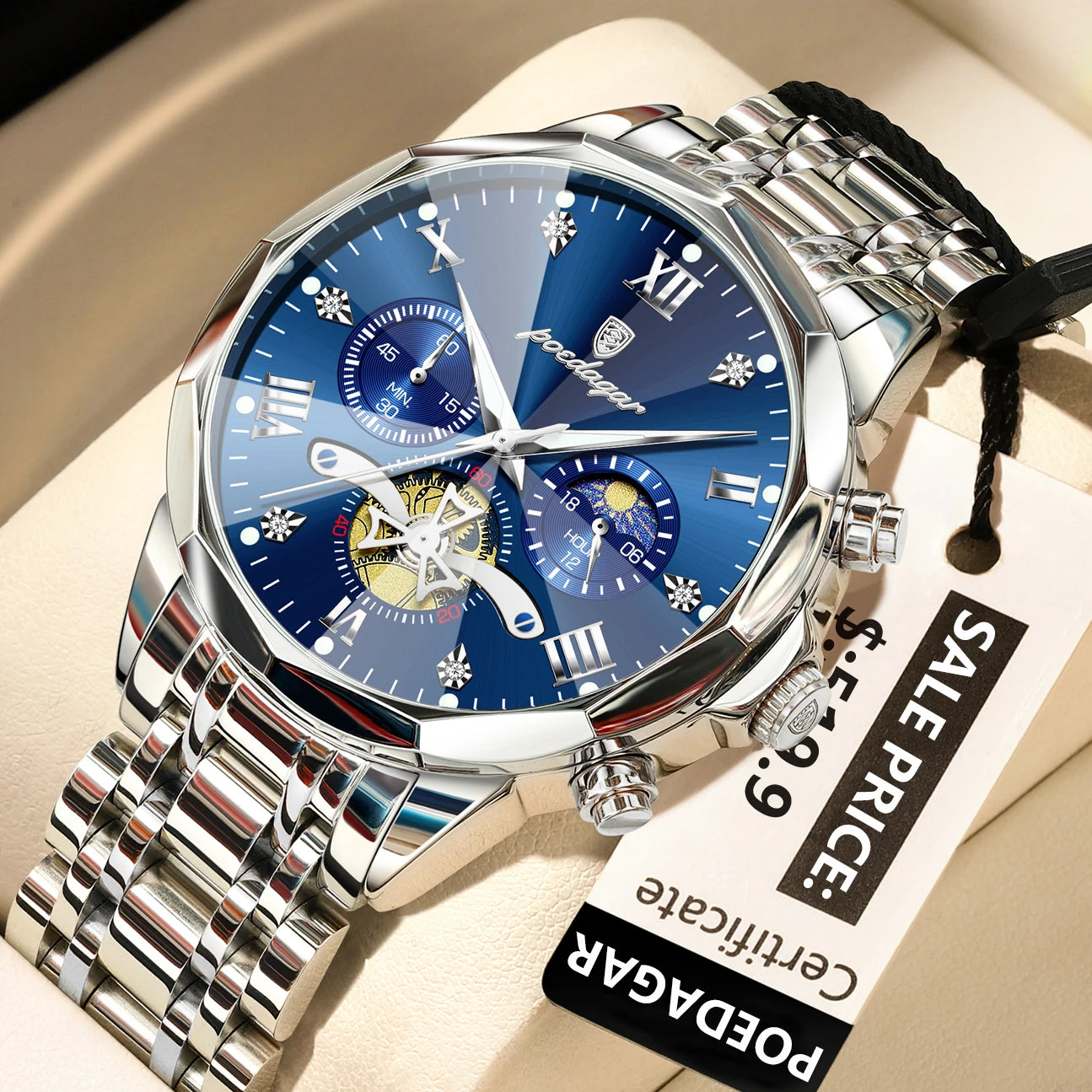 Montre de luxe pour homme Top Original Étanche Lumineux Chronographe…