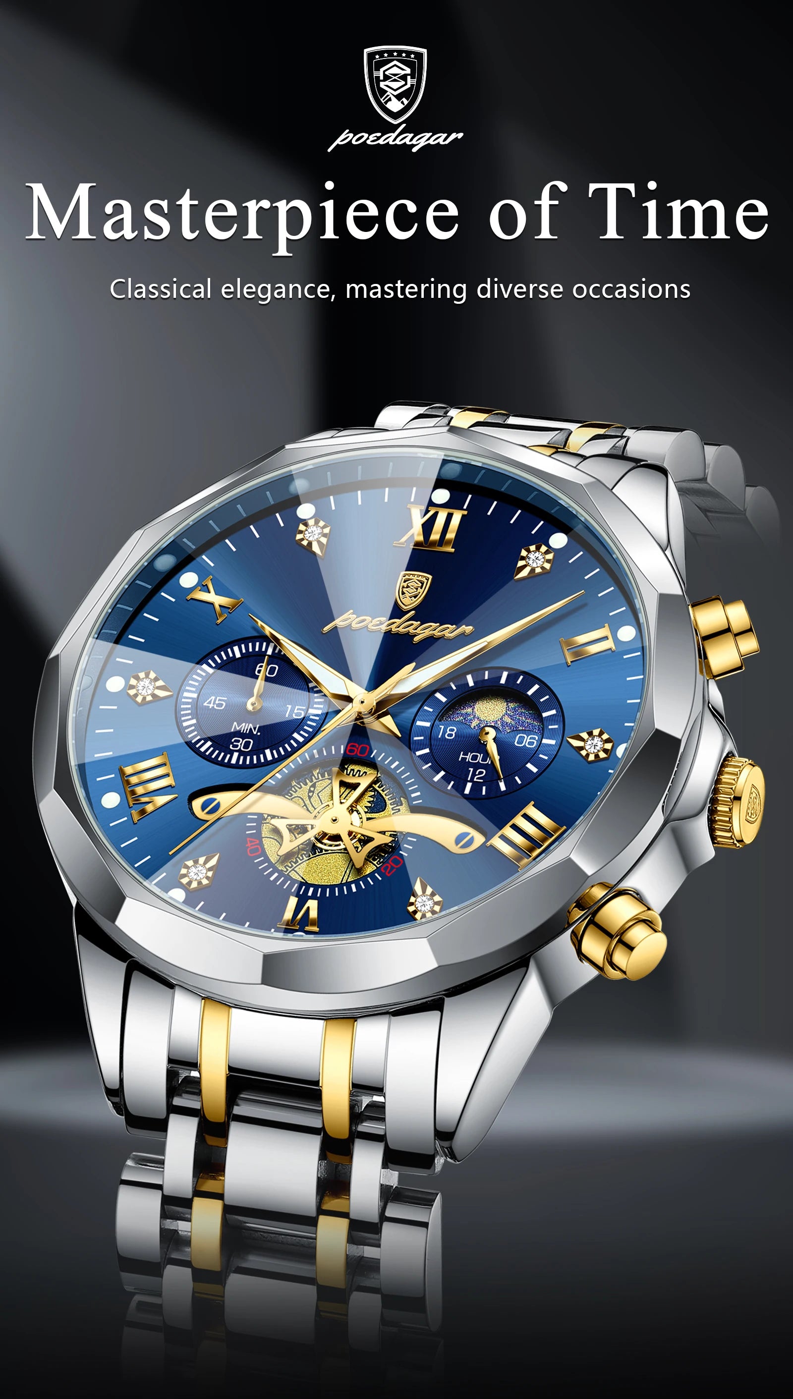 Montre de luxe pour homme Top Original Étanche Lumineux Chronographe…