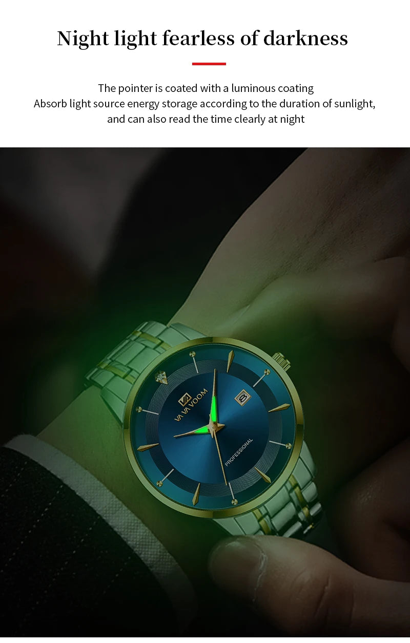 Montre homme en acier inoxydable, style business, luxe, strass