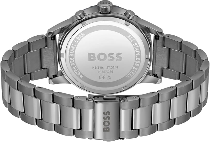 HUGO BOSS Montre Chronographe solaire à Quartz pour homme avec Bracelet Acier inoxydable