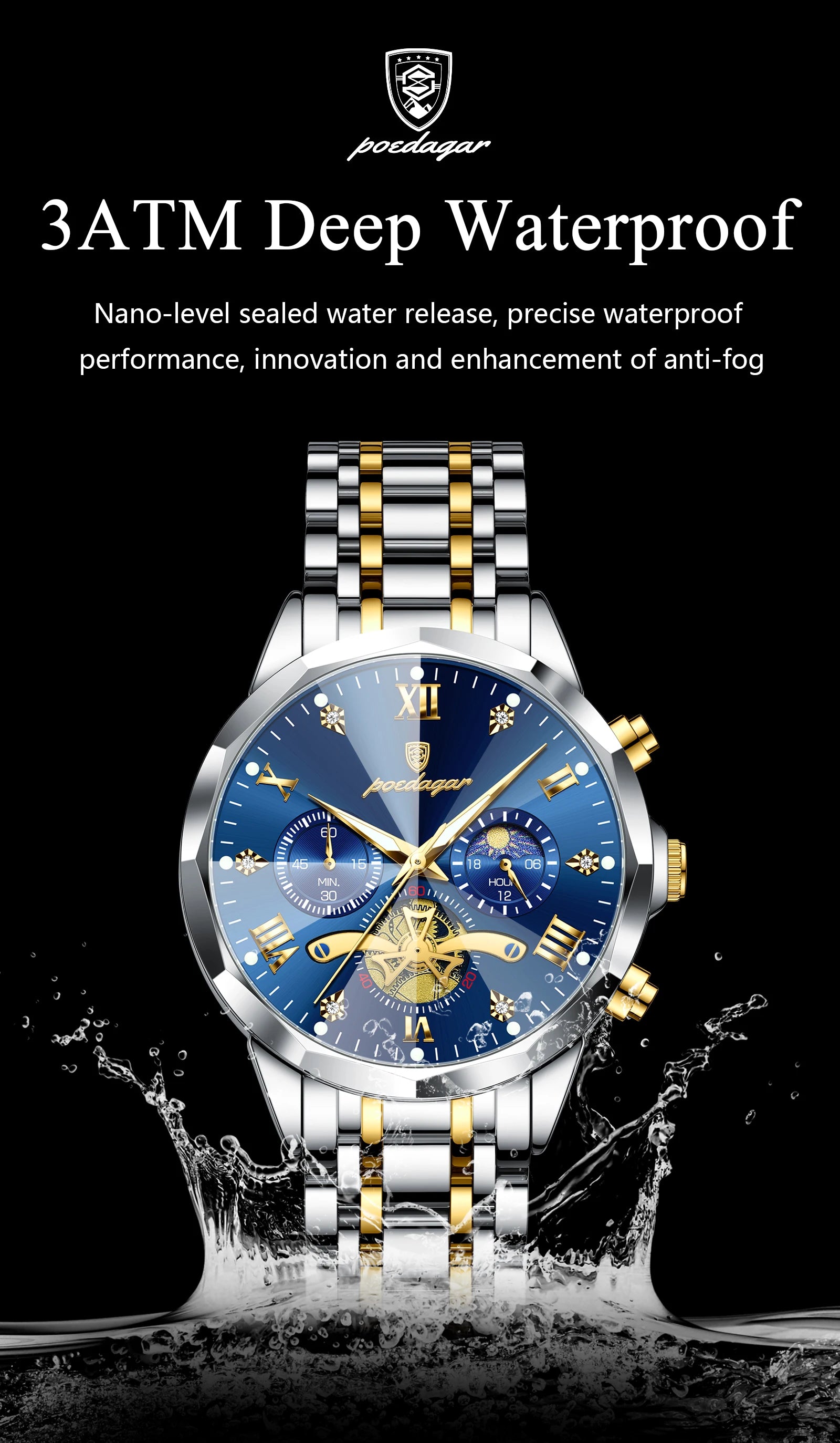 Montre de luxe pour homme Top Original Étanche Lumineux Chronographe…