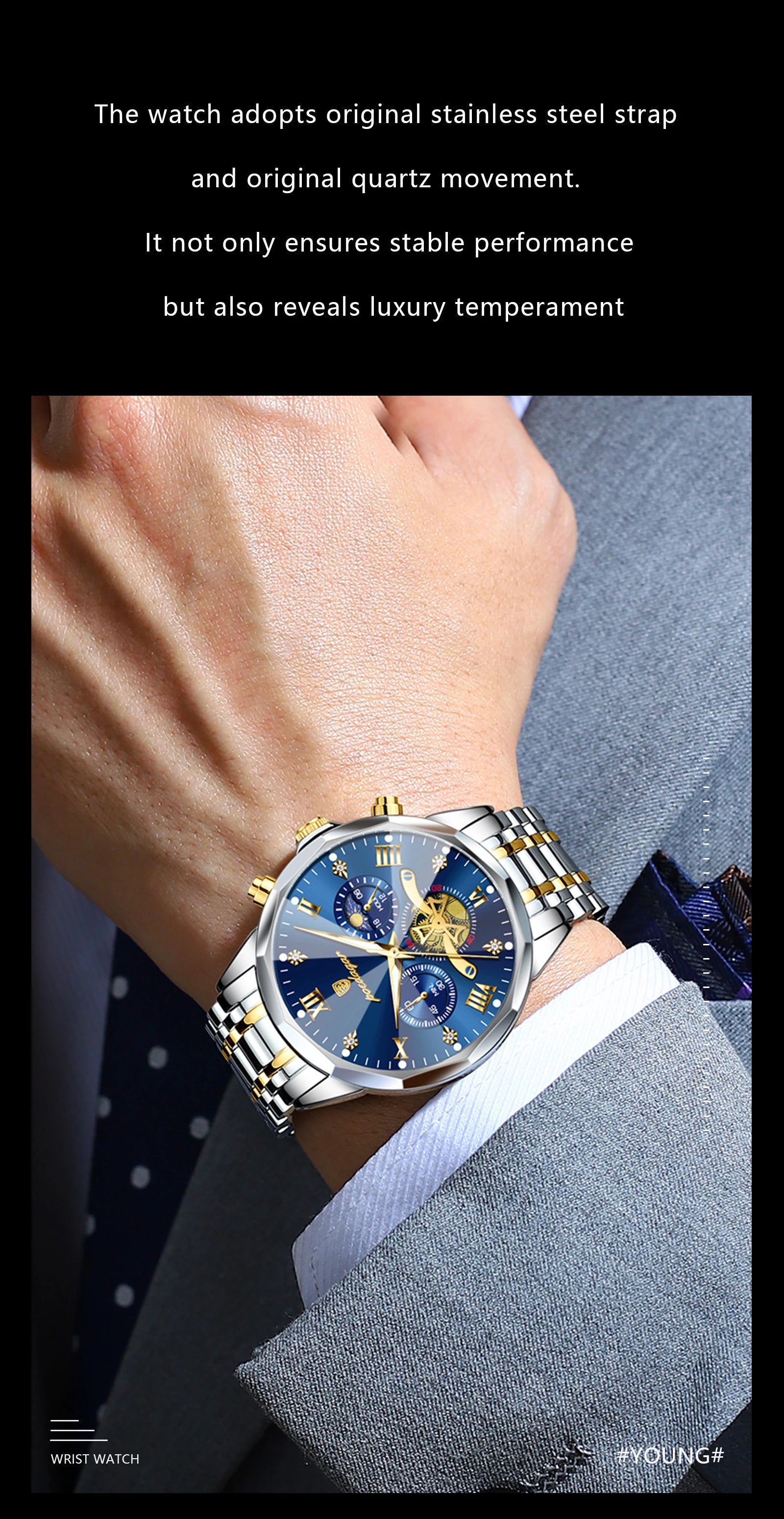 Montre de luxe pour homme Top Original Étanche Lumineux Chronographe…
