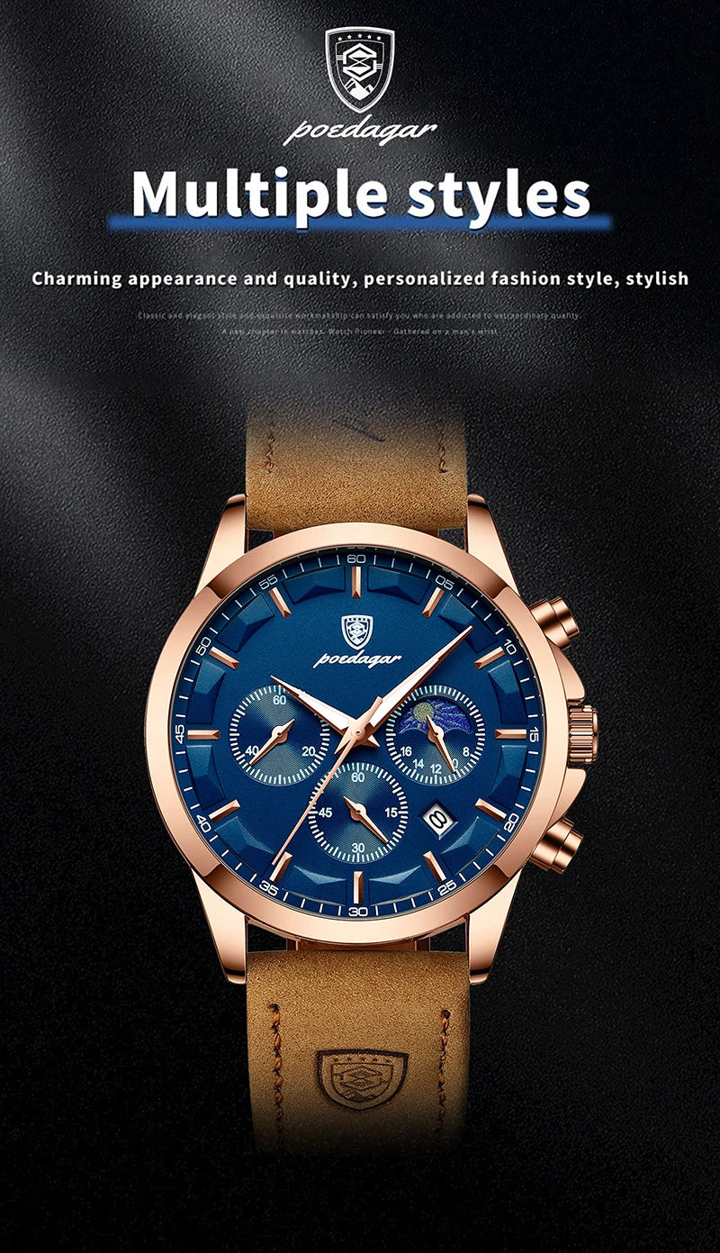 Montre Homme Cuir Véritable Mode Calendrier Lumineux Chronomètre…