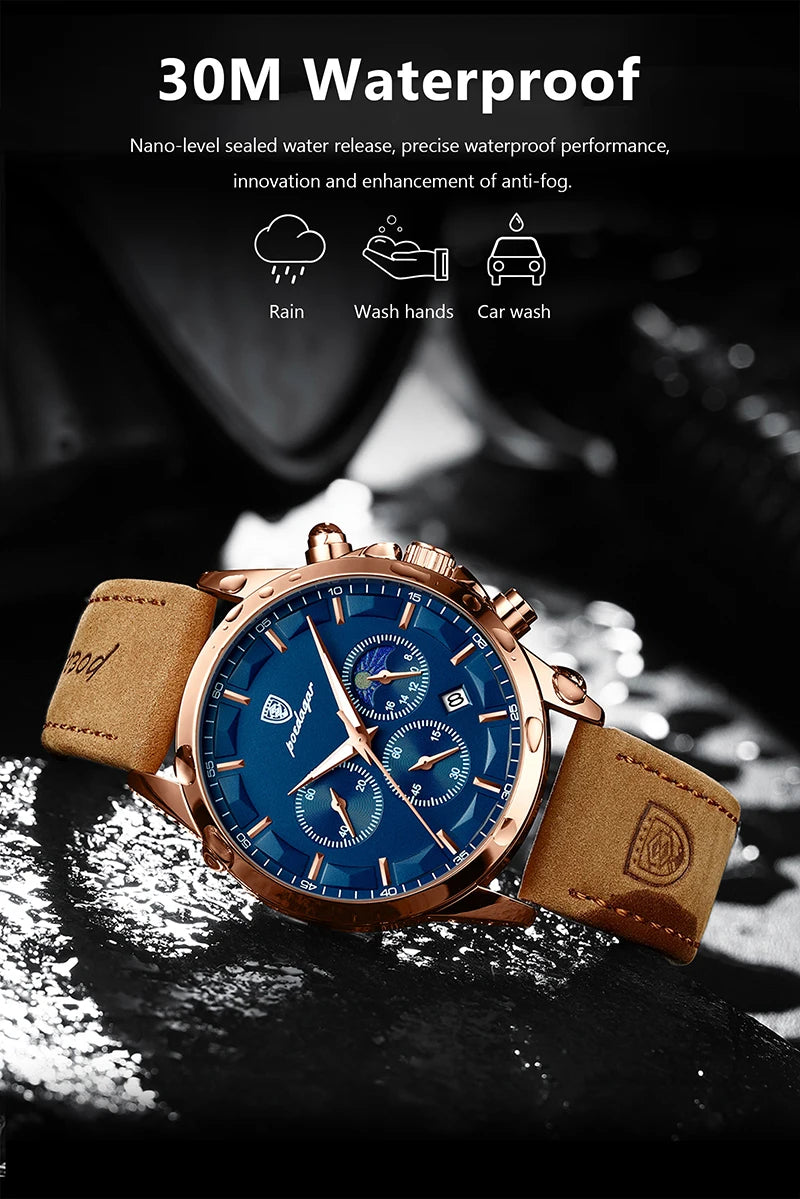 Montre Homme Cuir Véritable Mode Calendrier Lumineux Chronomètre…
