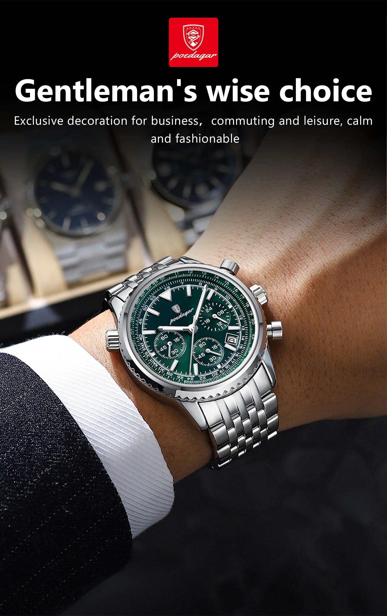 Montre de luxe pour hommes, chronographe étanche, date lumineuse