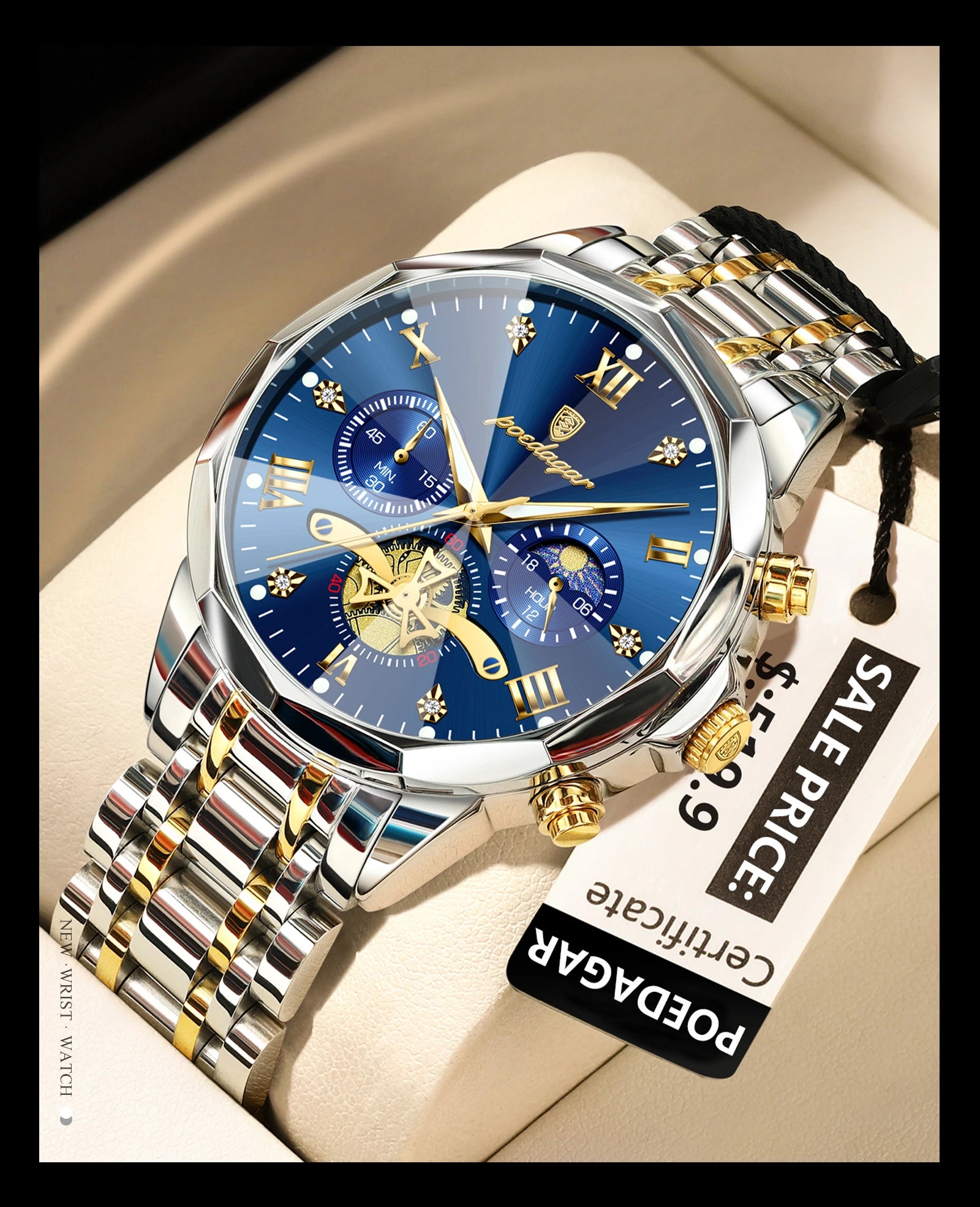 Montre de luxe pour homme Top Original Étanche Lumineux Chronographe…