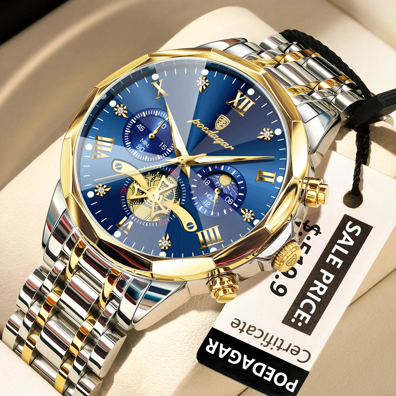 Montre de luxe pour homme Top Original Étanche Lumineux Chronographe…