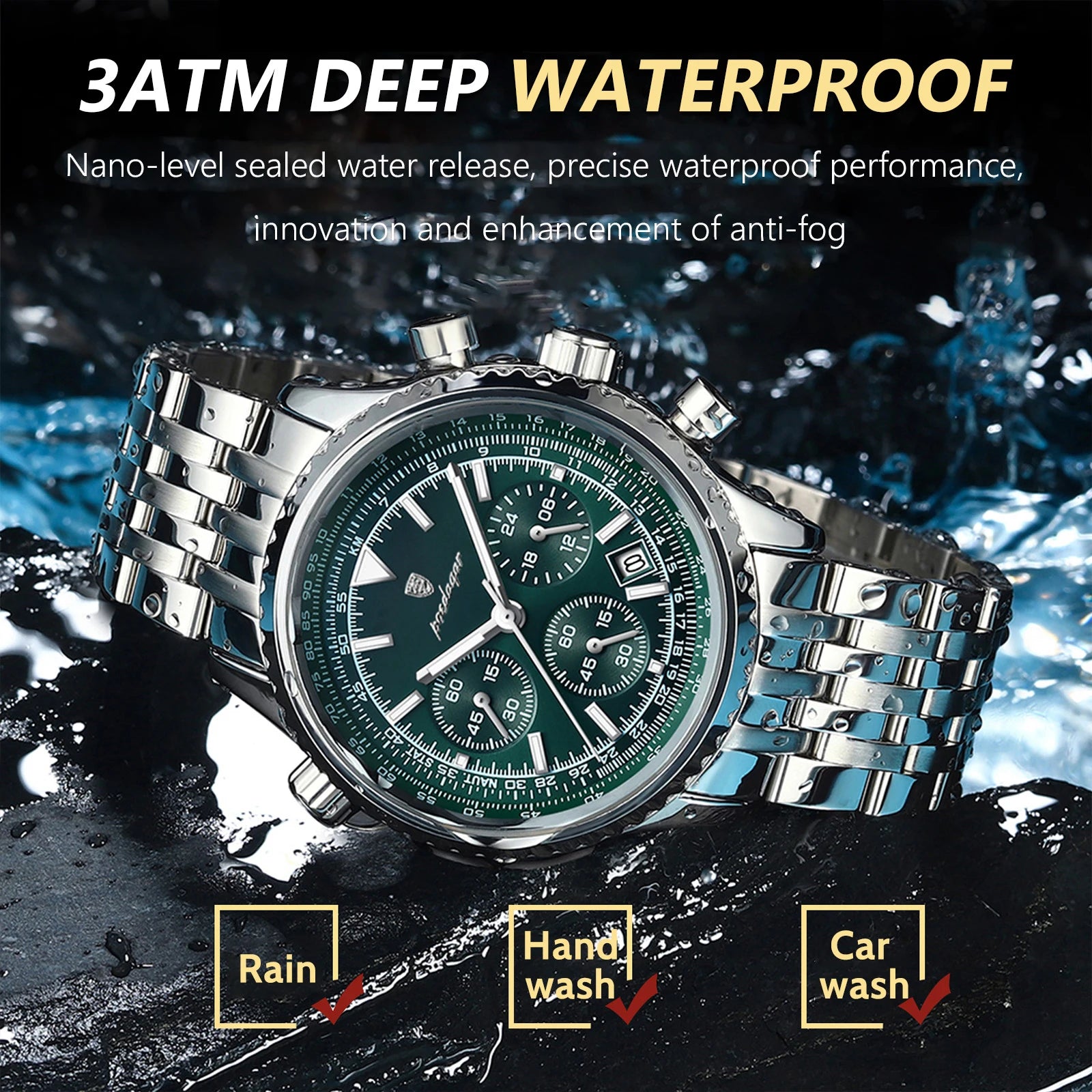 Montre de luxe pour hommes, chronographe étanche, date lumineuse
