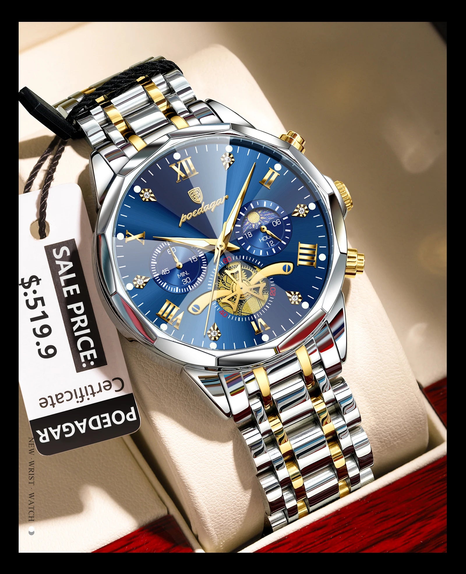 Montre de luxe pour homme Top Original Étanche Lumineux Chronographe…