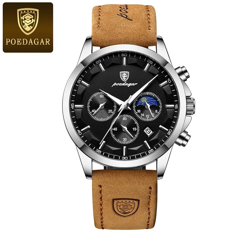 Montre Homme Cuir Véritable Mode Calendrier Lumineux Chronomètre…