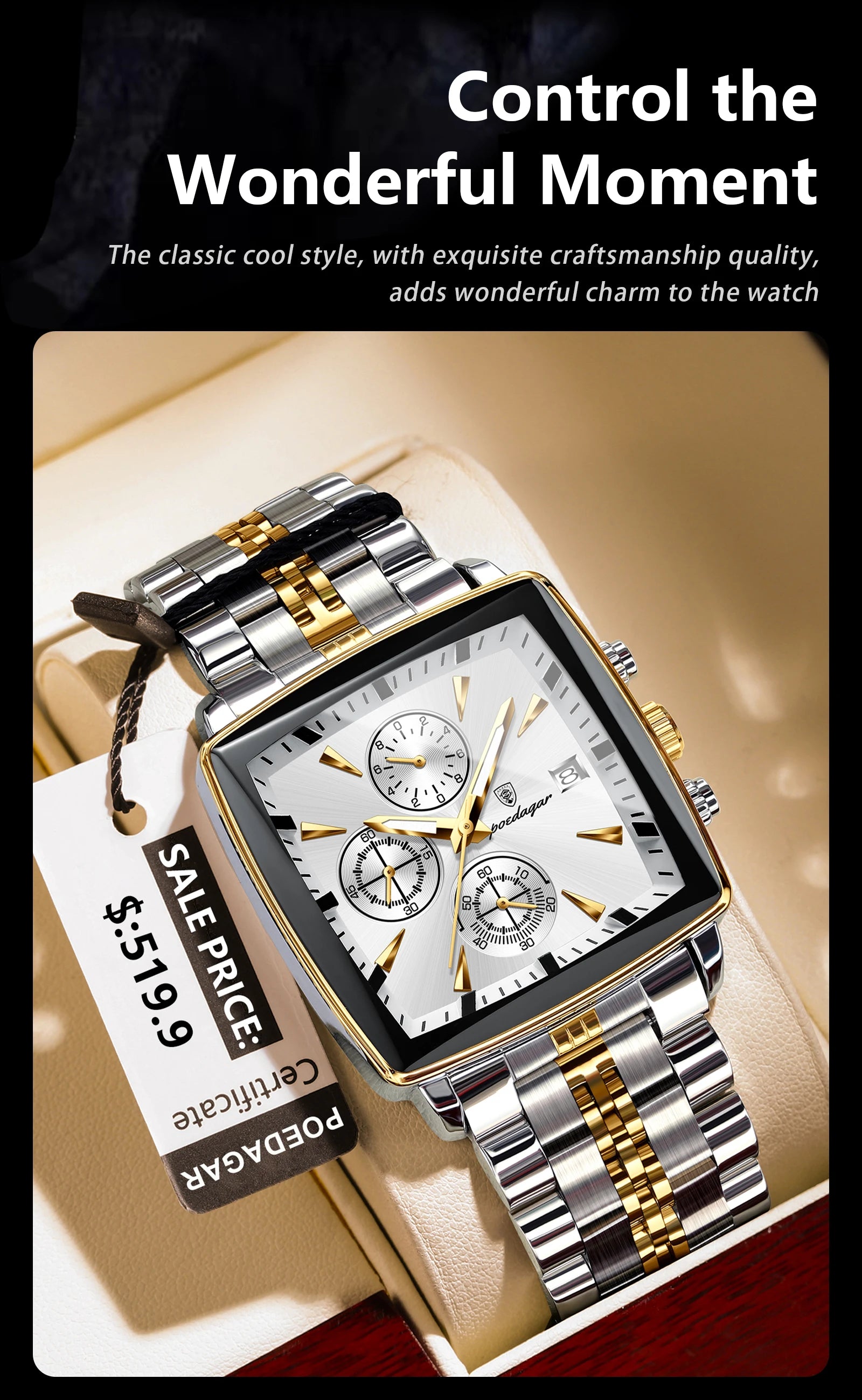 Montre chronographe étanche pour homme de haute qualité et tendance…