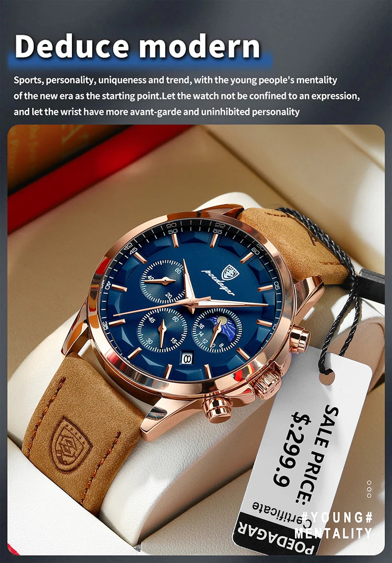 Montre Homme Cuir Véritable Mode Calendrier Lumineux Chronomètre…