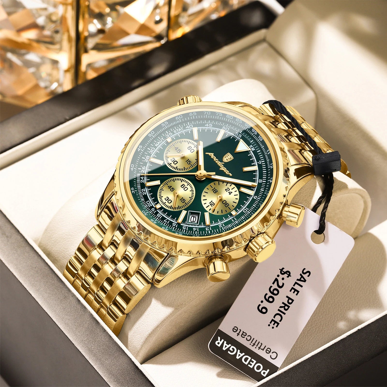 Montre de luxe pour hommes, chronographe étanche, date lumineuse