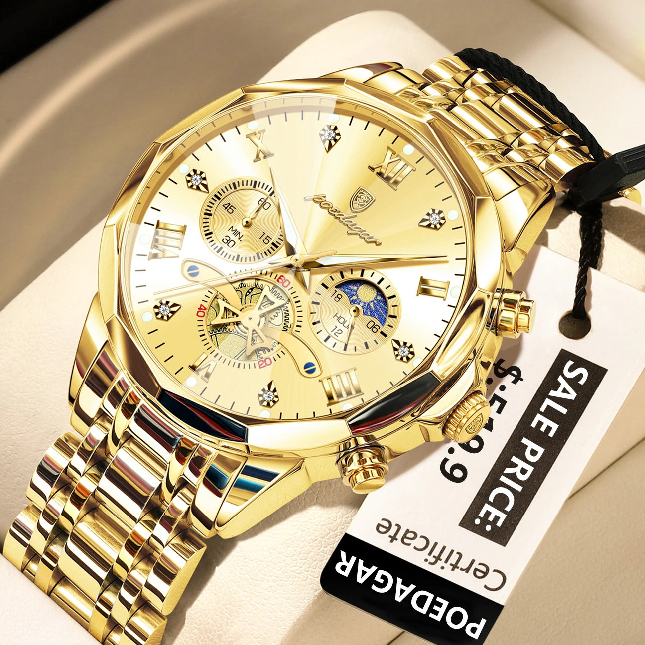 Montre de luxe pour homme Top Original Étanche Lumineux Chronographe…