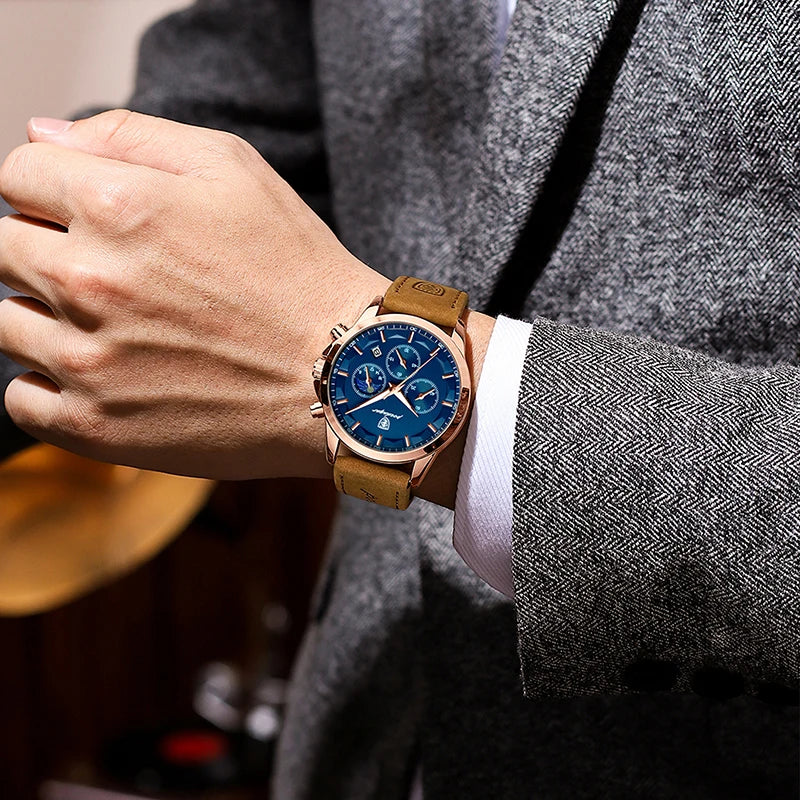 Montre Homme Cuir Véritable Mode Calendrier Lumineux Chronomètre…