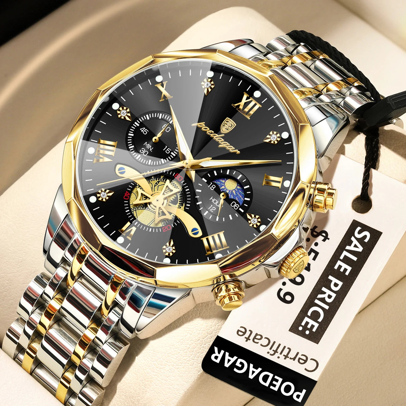Montre de luxe pour homme Top Original Étanche Lumineux Chronographe…