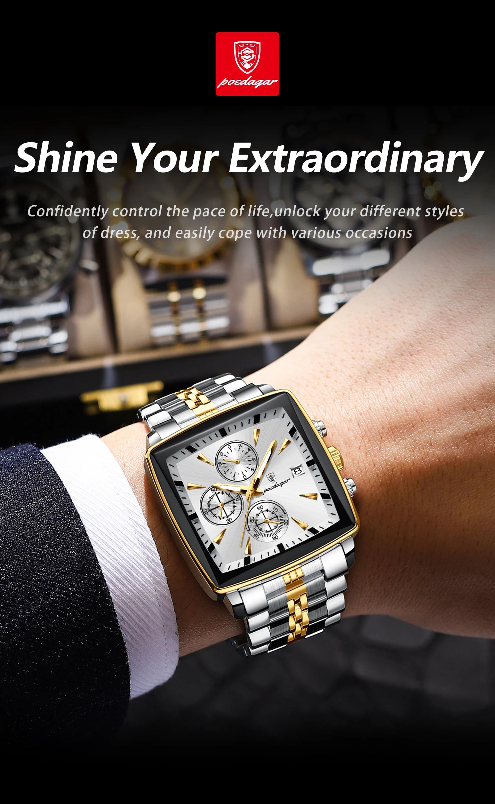 Montre chronographe étanche pour homme de haute qualité et tendance…