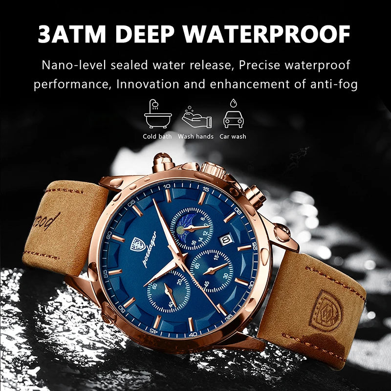 Montre Homme Cuir Véritable Mode Calendrier Lumineux Chronomètre…