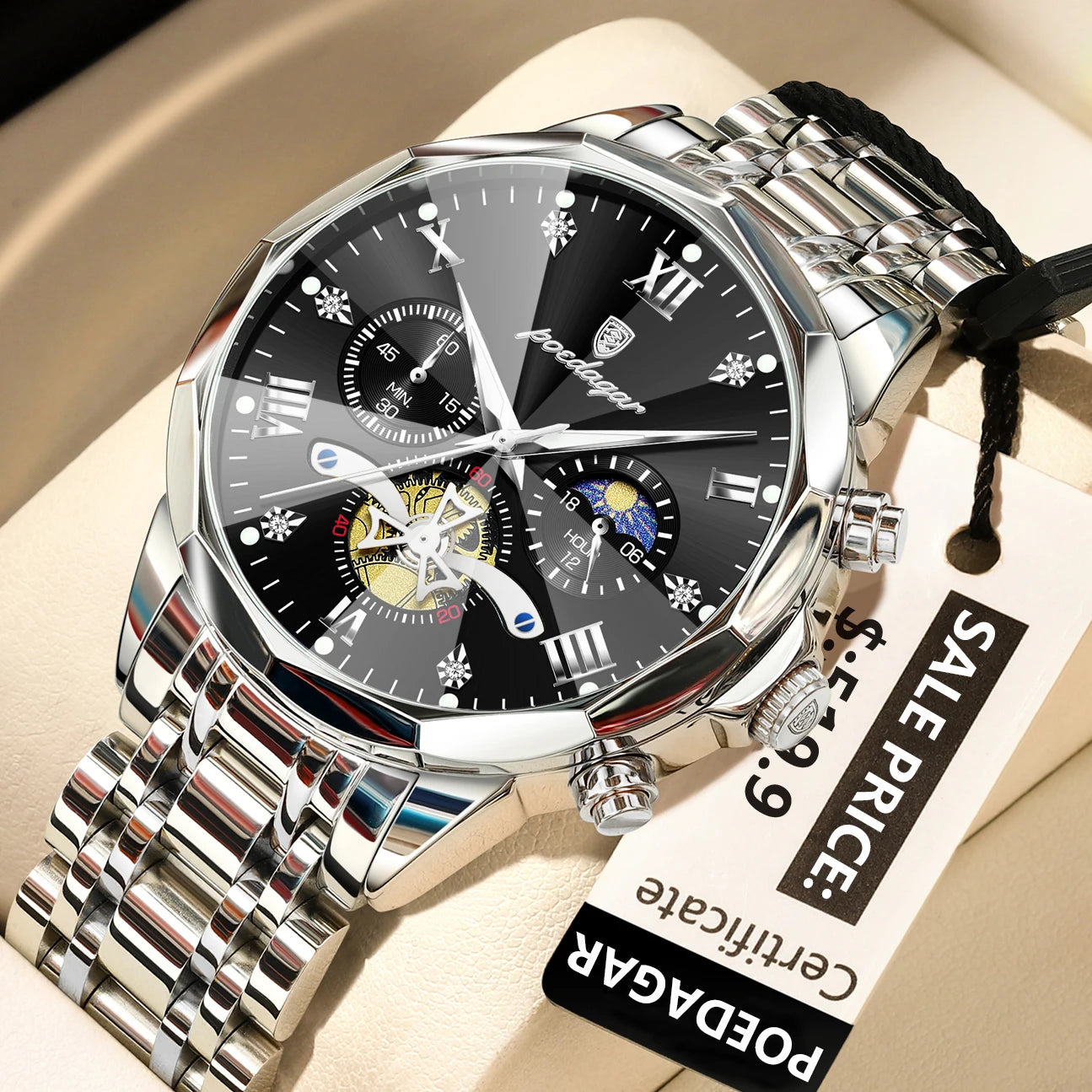 Montre de luxe pour homme Top Original Étanche Lumineux Chronographe…