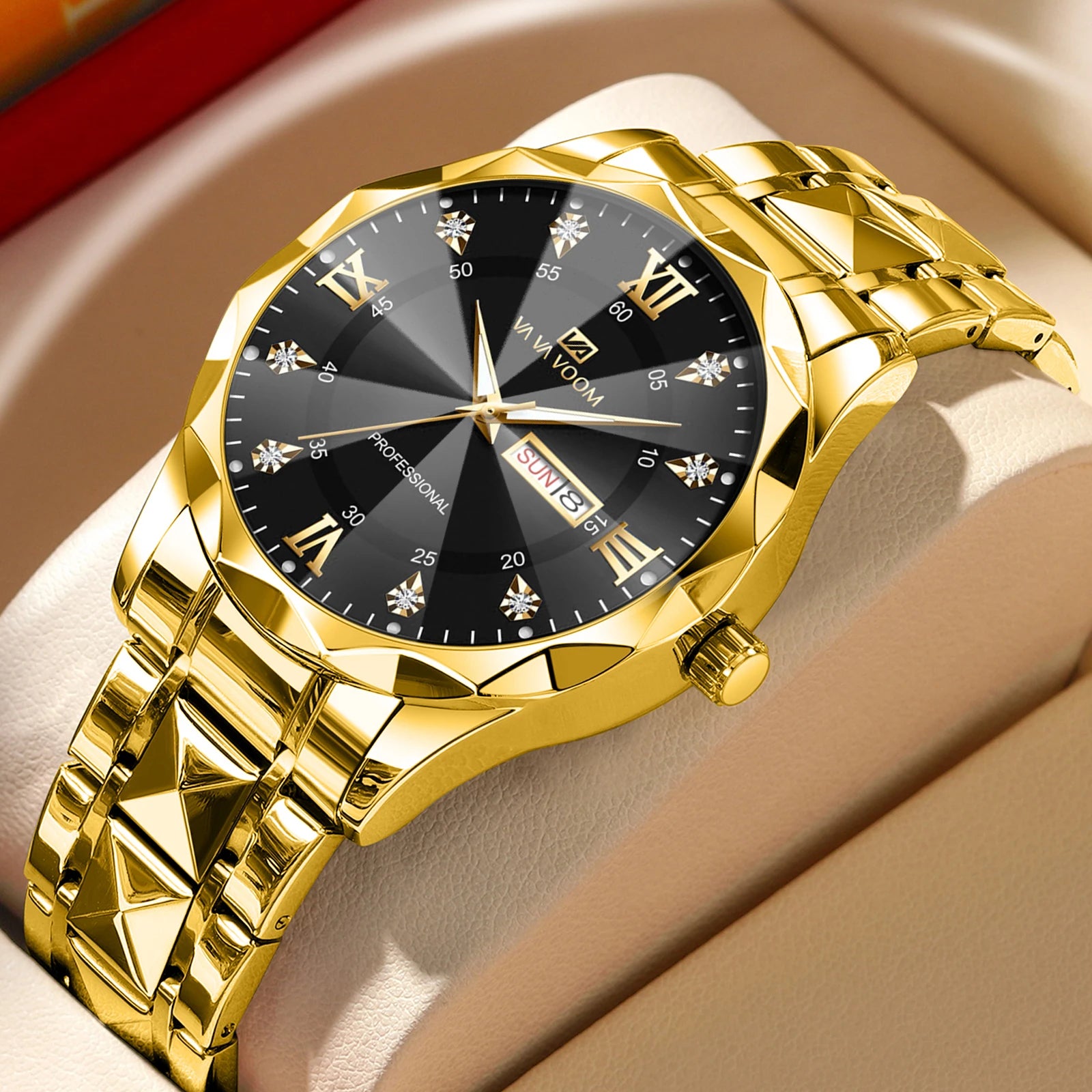 Montre Homme Eau Diamant Luxe Lueur Nocturne Double Calendrier Mouvement Quartz…