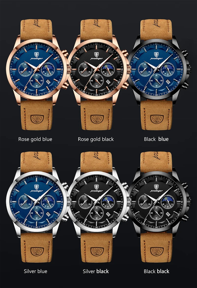 Montre Homme Cuir Véritable Mode Calendrier Lumineux Chronomètre…