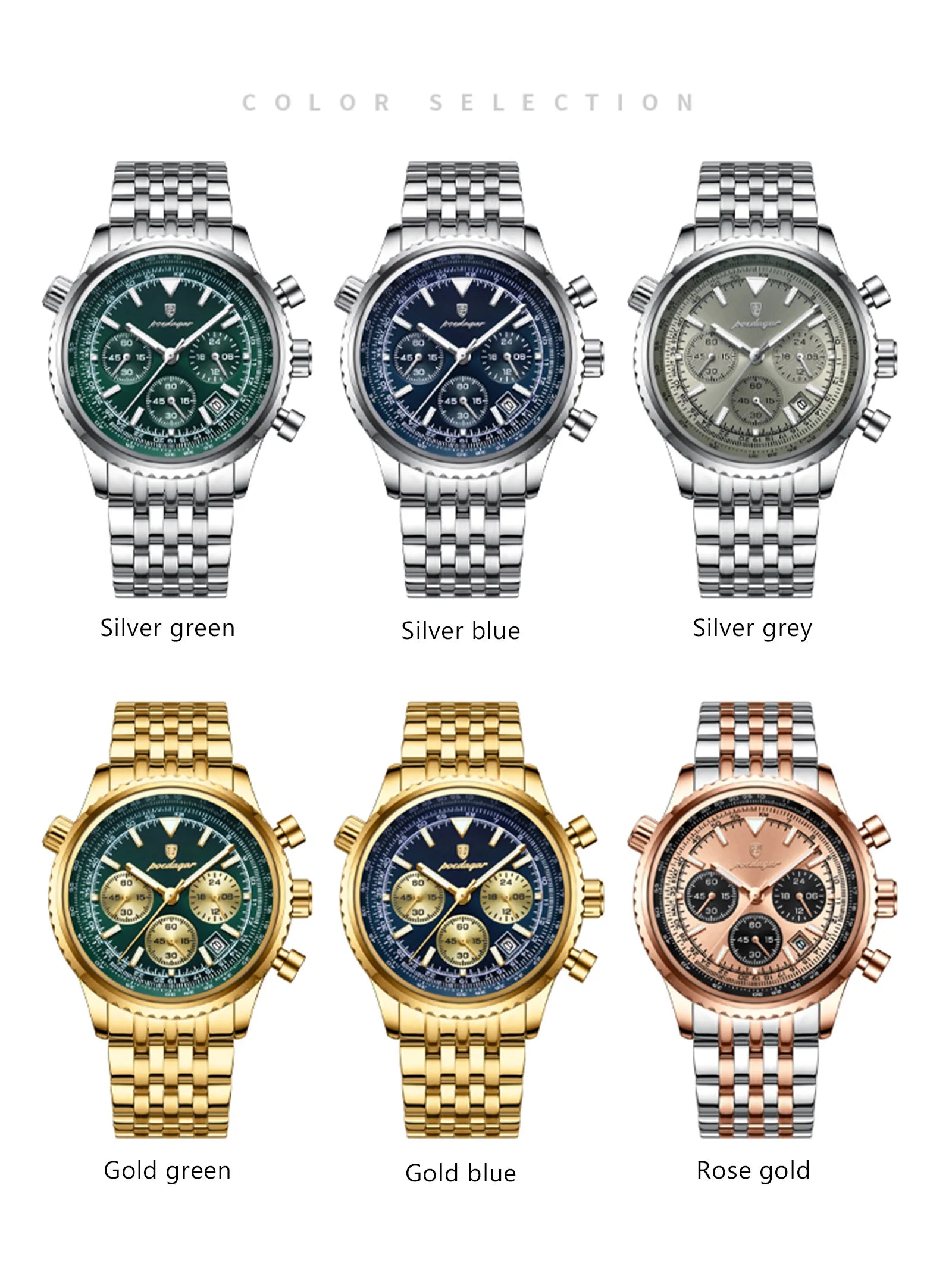 Montre de luxe pour hommes, chronographe étanche, date lumineuse