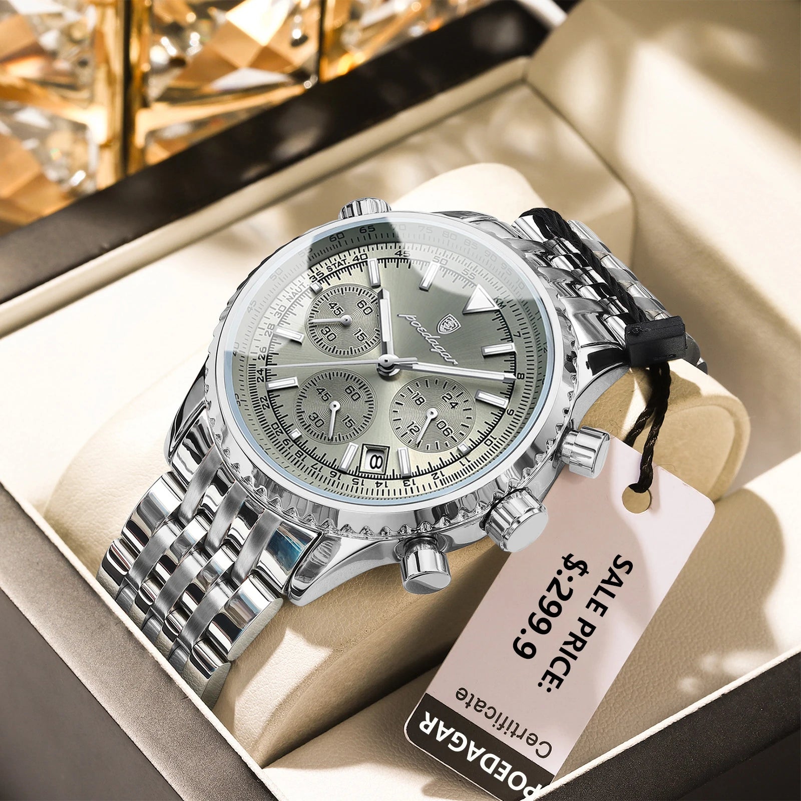 Montre de luxe pour hommes, chronographe étanche, date lumineuse