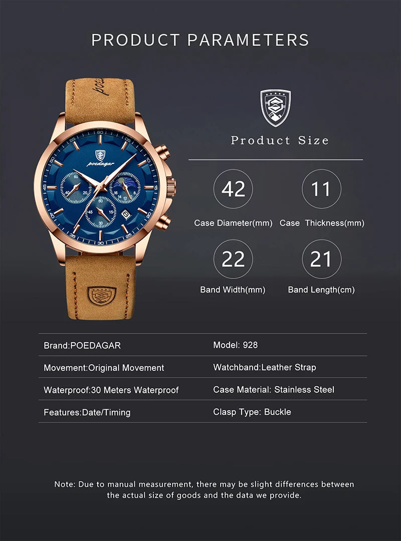 Montre Homme Cuir Véritable Mode Calendrier Lumineux Chronomètre…