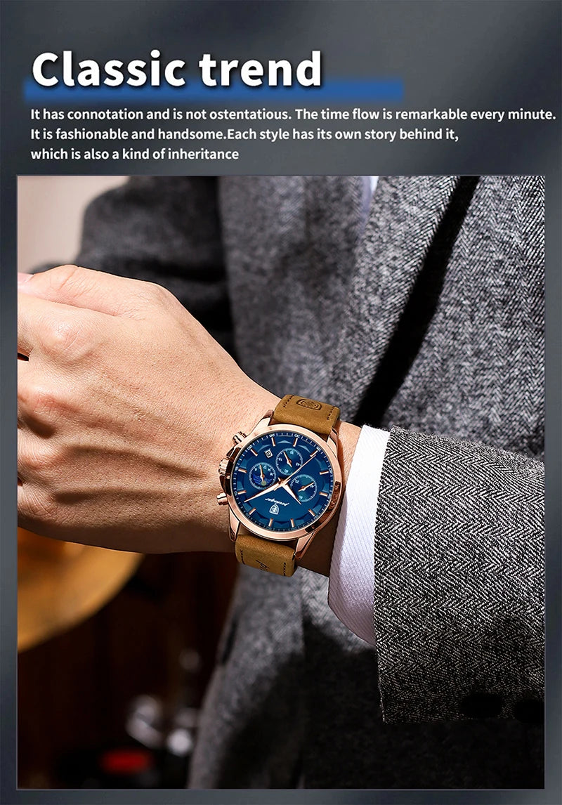 Montre Homme Cuir Véritable Mode Calendrier Lumineux Chronomètre…