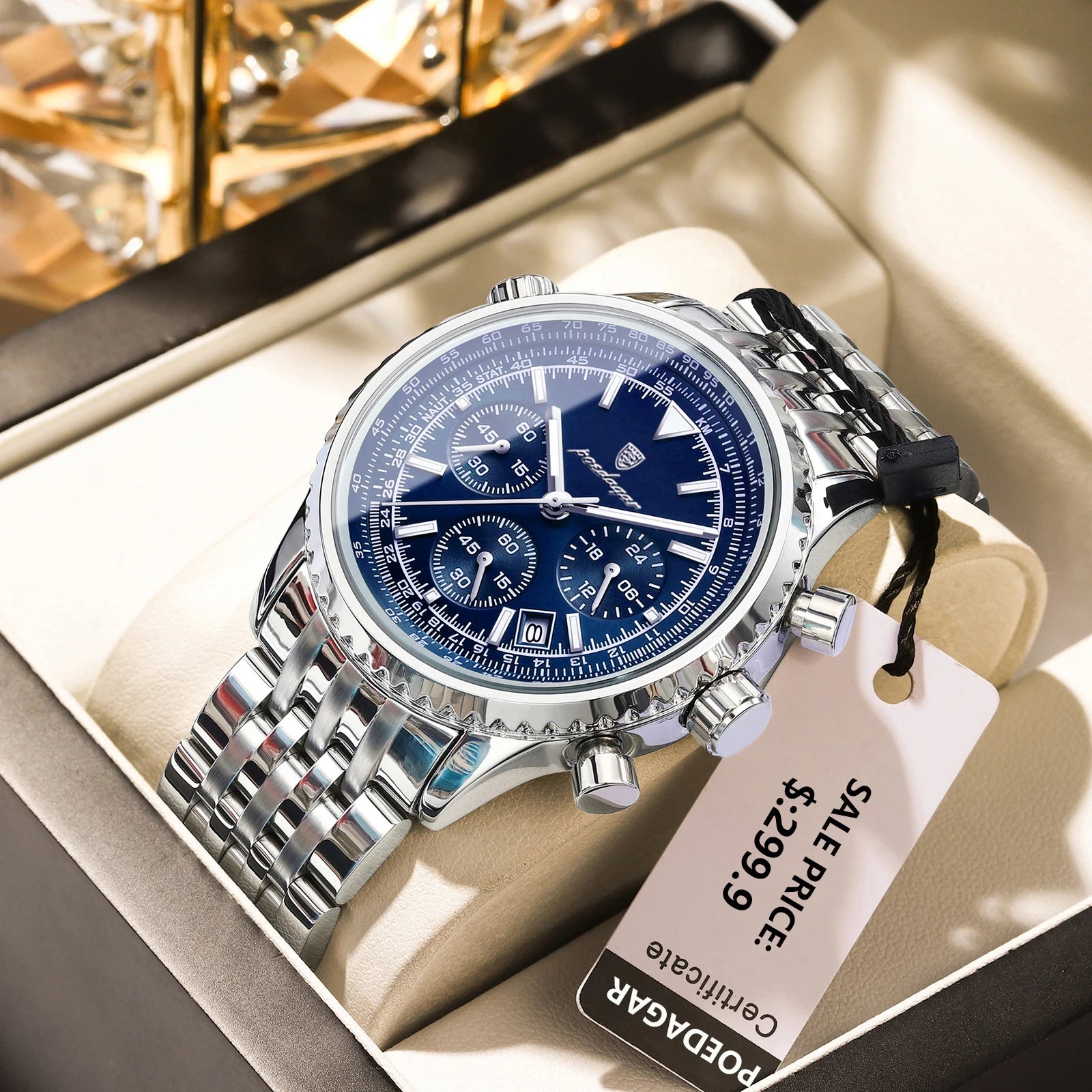 Montre de luxe pour hommes, chronographe étanche, date lumineuse