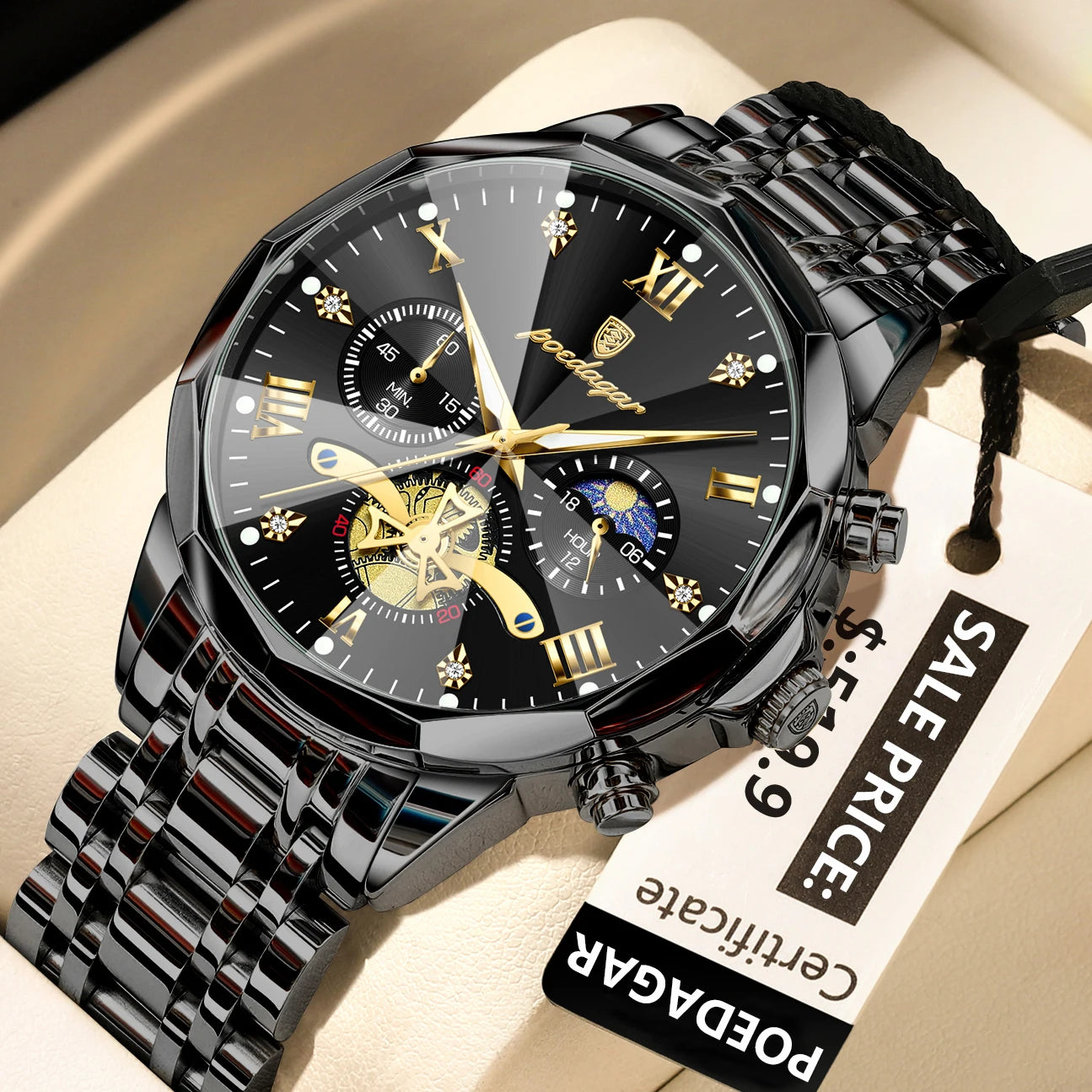 Montre de luxe pour homme Top Original Étanche Lumineux Chronographe…