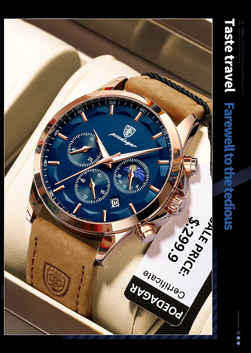 Montre Homme Cuir Véritable Mode Calendrier Lumineux Chronomètre…