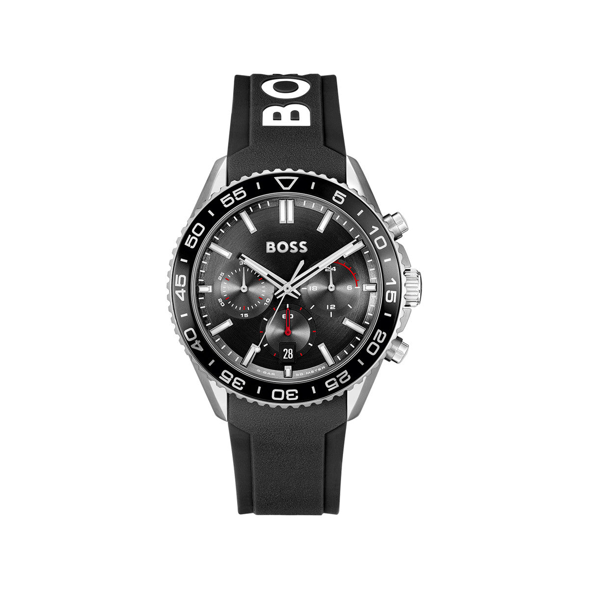 Montre BOSS sport homme chronographe bracelet silicone noir