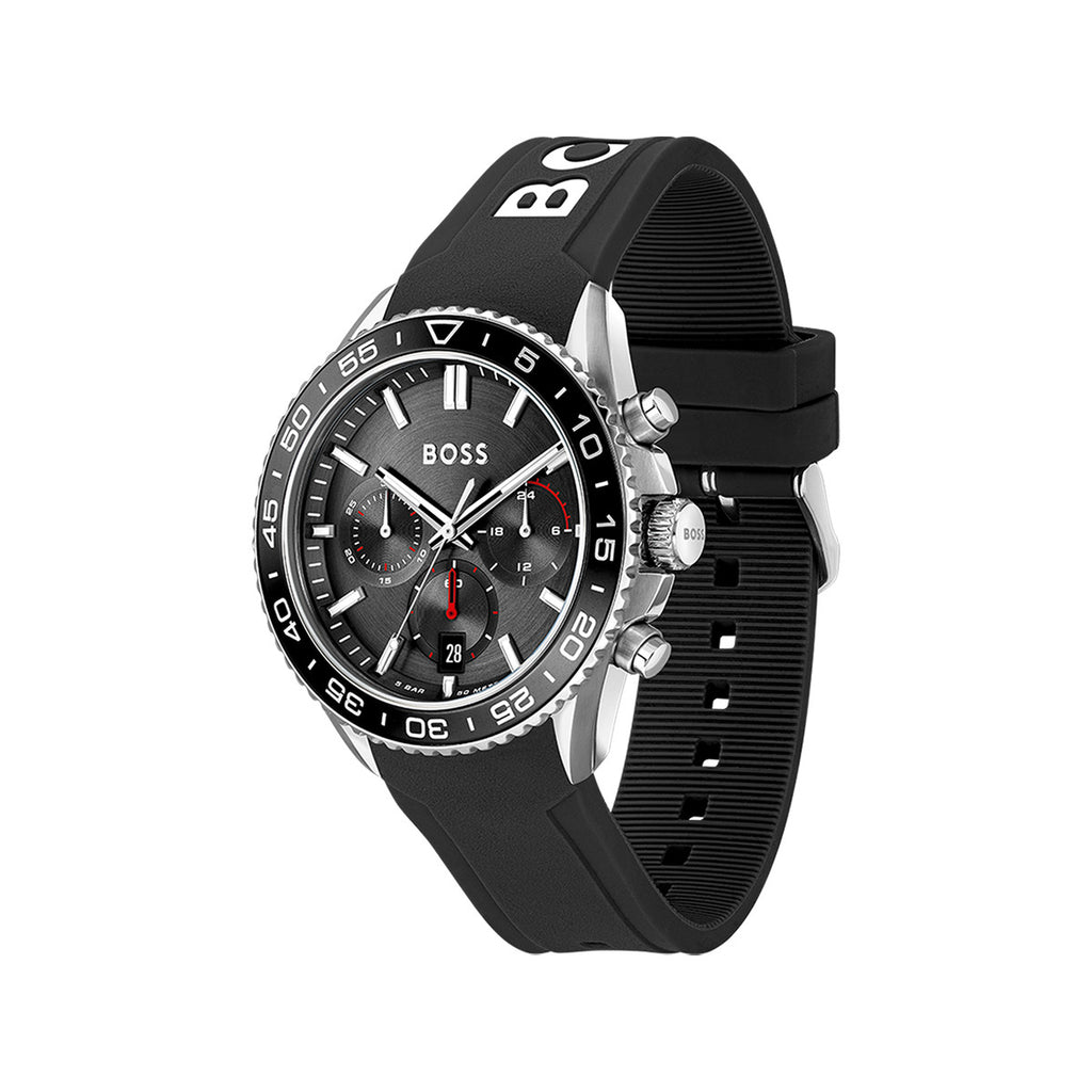 Montre BOSS sport homme chronographe bracelet silicone noir